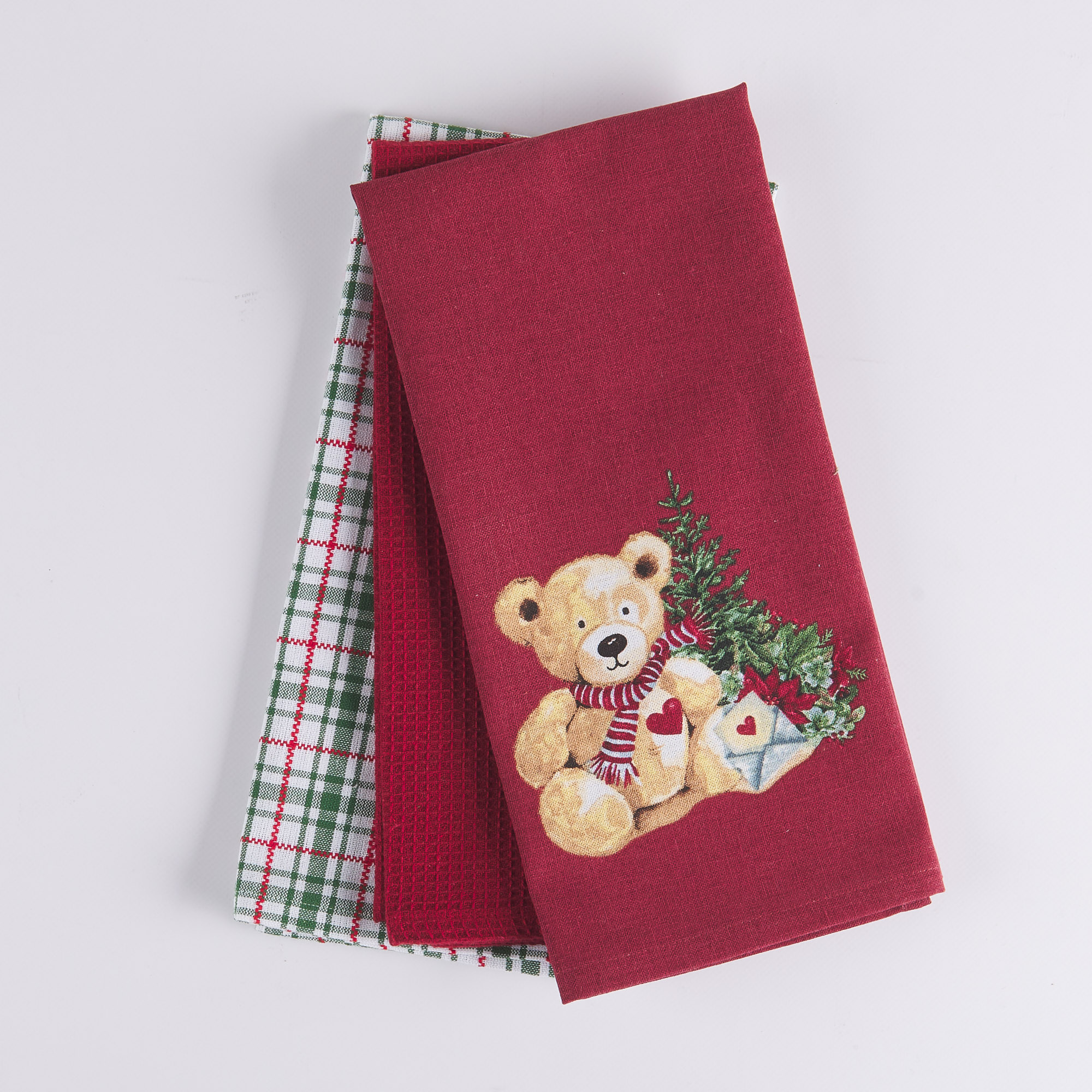 Xmas Time Christmas Tea Towels Trio Teddy Bear multicolor Maè