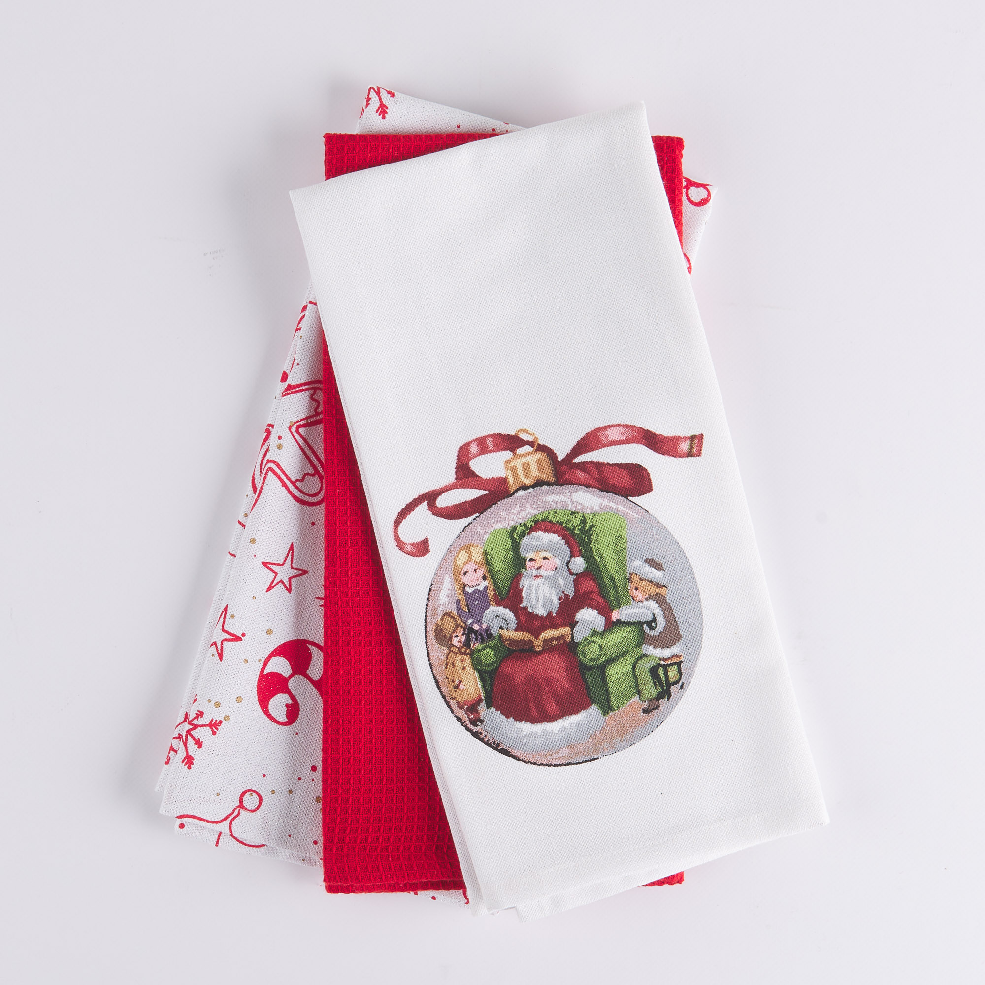 Trio of Christmas Xmas Time Ball Cloths multicolor Maè