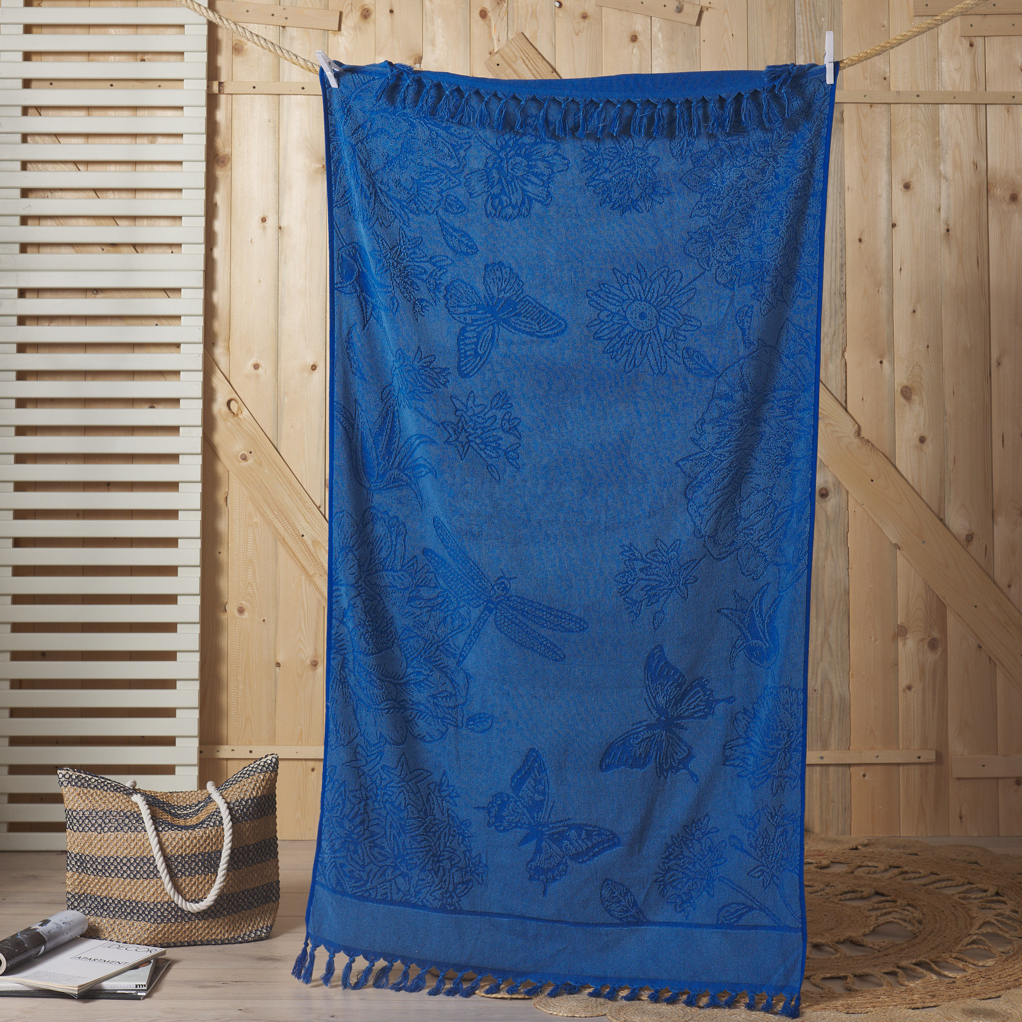 Пляжное полотенце с микроспонжем "Бабочка" Новое blu capri Maè