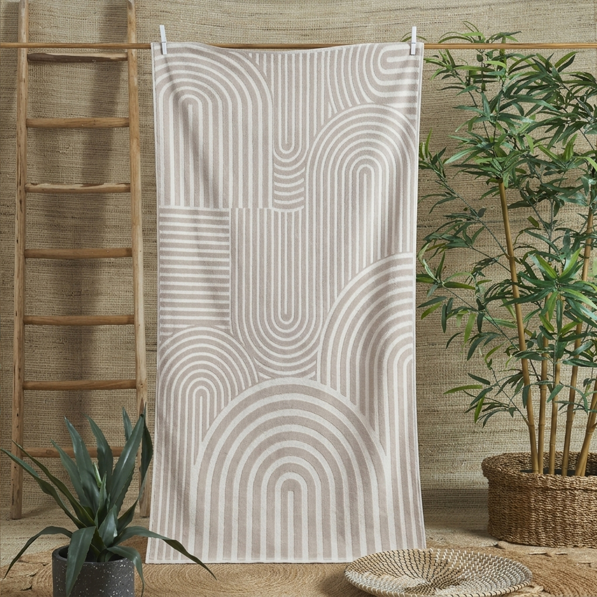Jacquard Geo Strandtuch tortora Via Roma 60