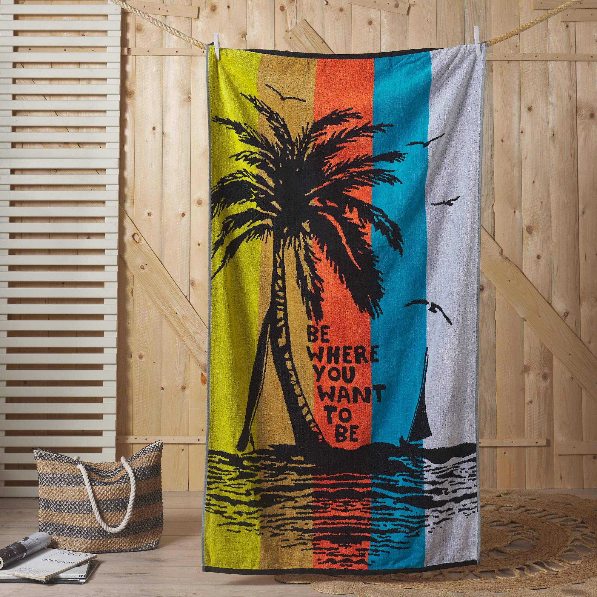 Жаккардовое пляжное полотенце Palm multicolor Maè