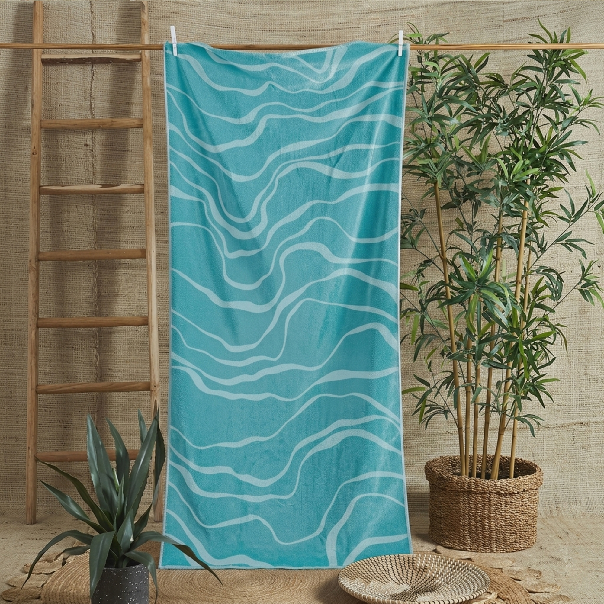 Jacquard Wave Strandtuch tiffany Via Roma 60