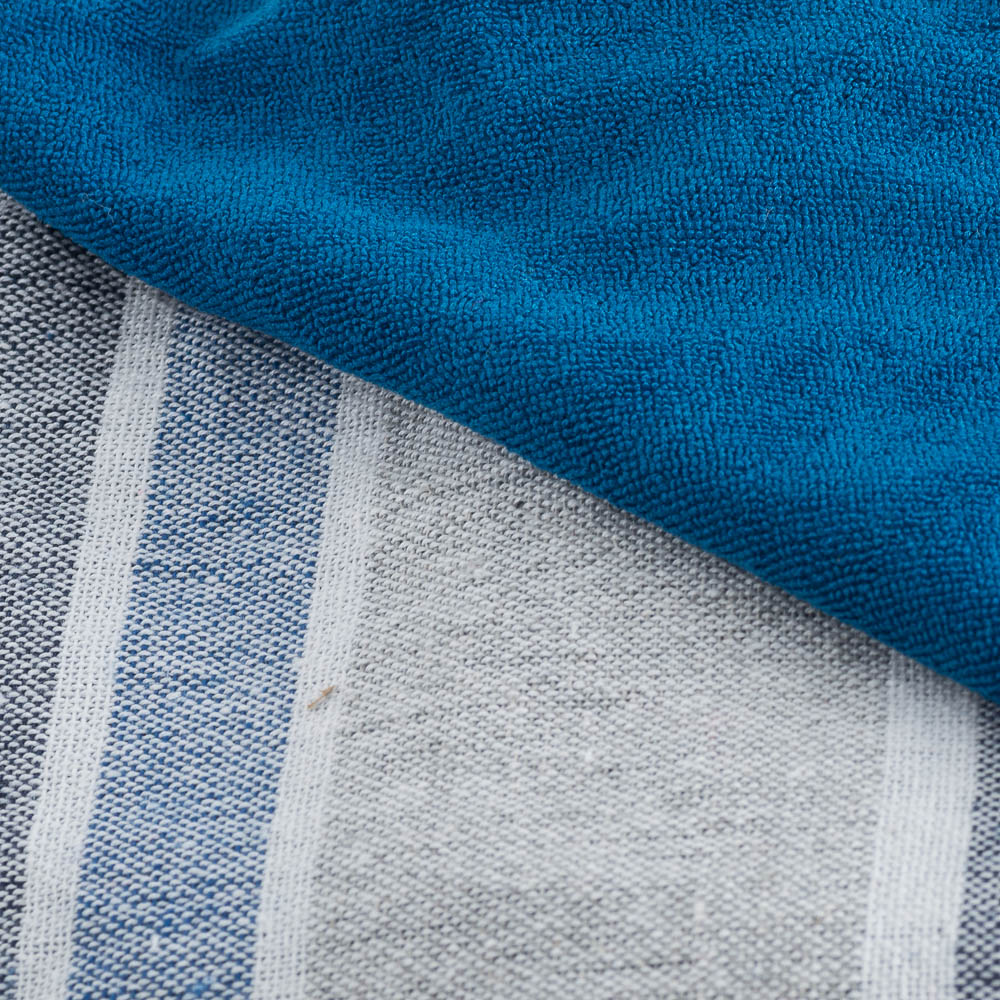 Beach Towel Cot With Striped Microsponge Blue blu Maè