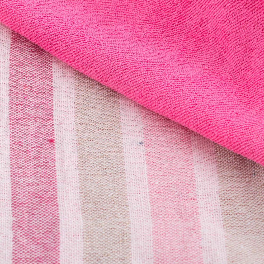 Fuxia Striped Cot Towel with Microsponge fuxia Maè