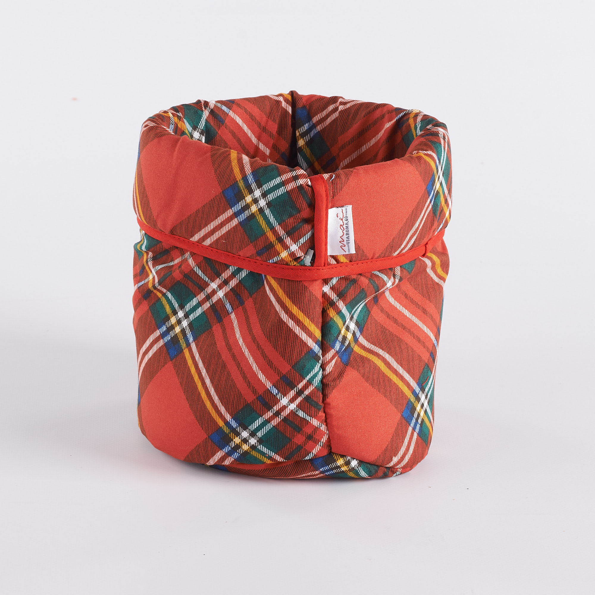 Stainproof Tartan Christmas Bread Basket rosso Maè