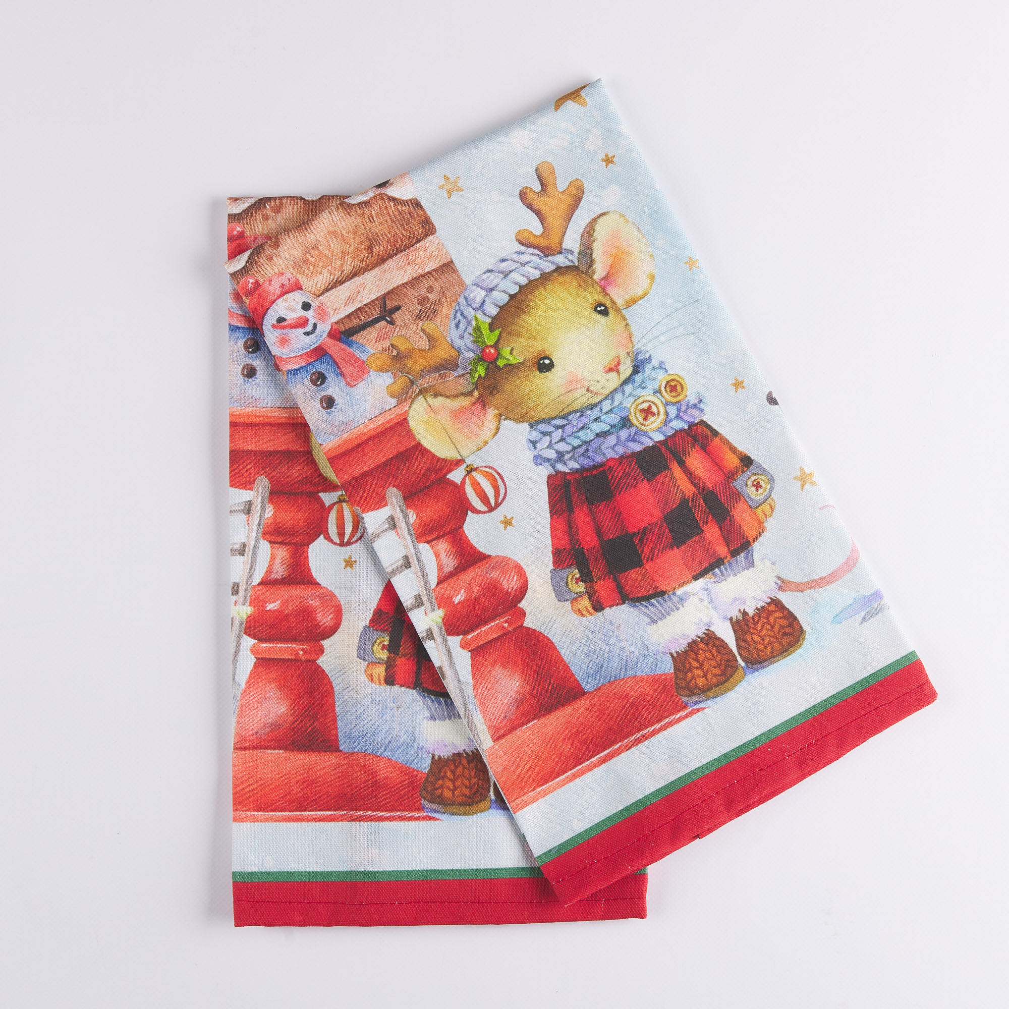 Pair of Panama Christmas Village Christmas tea towels multicolor Maè