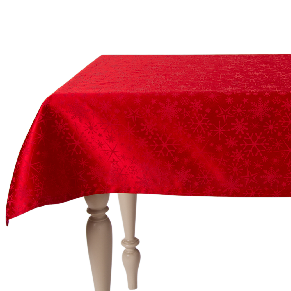 Jacquard Snowflake Christmas Tablecloth rosso Maè