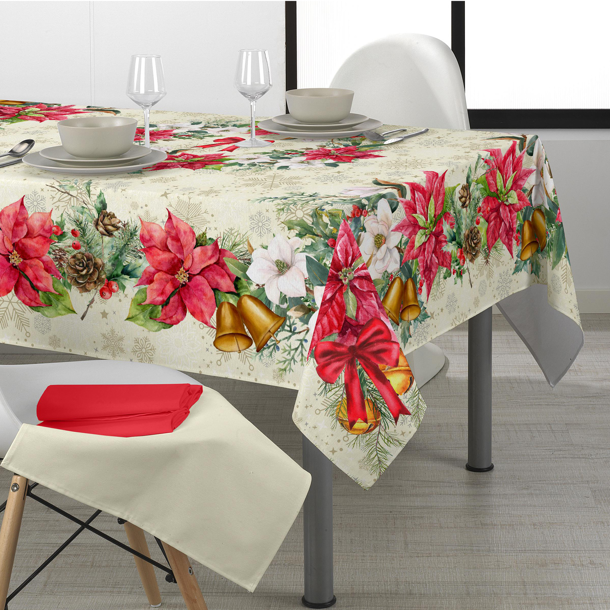 Tovaglia Natale Panama Campane multicolor Maè