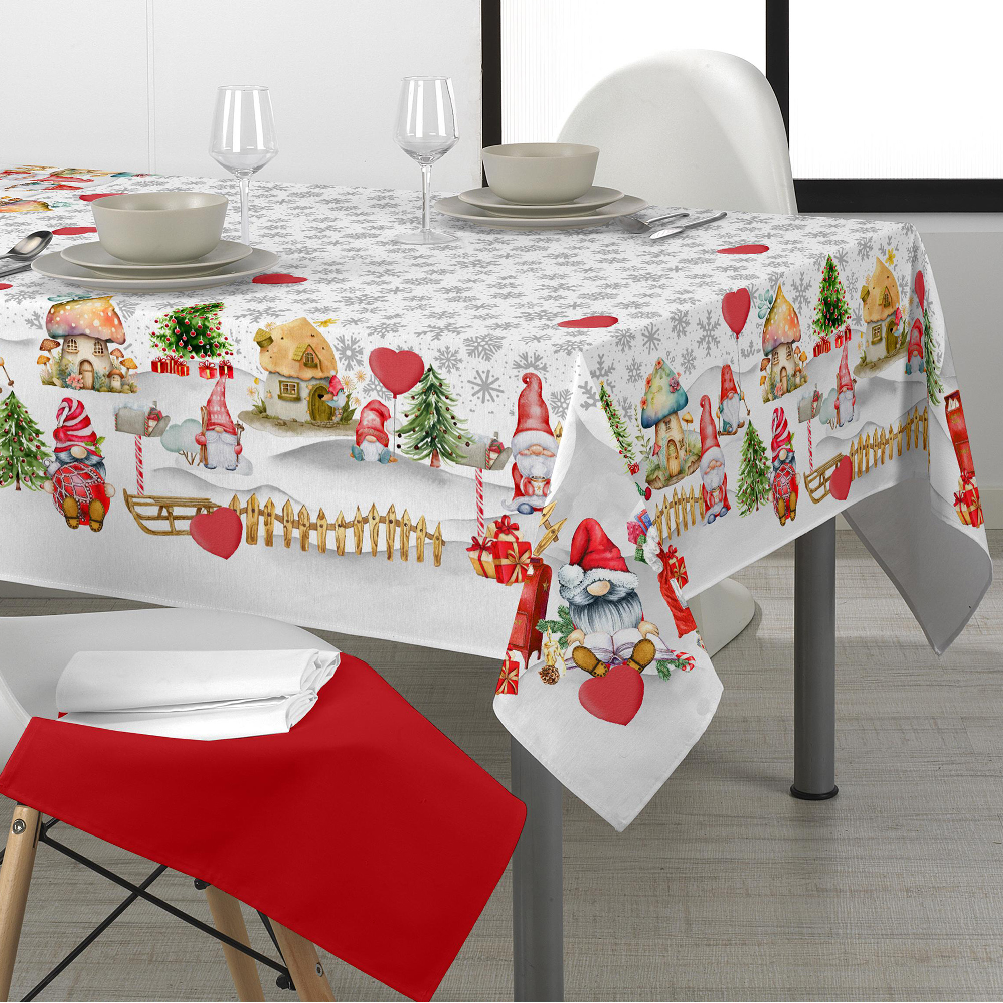 Panama Heart Christmas Tablecloth multicolor Maè