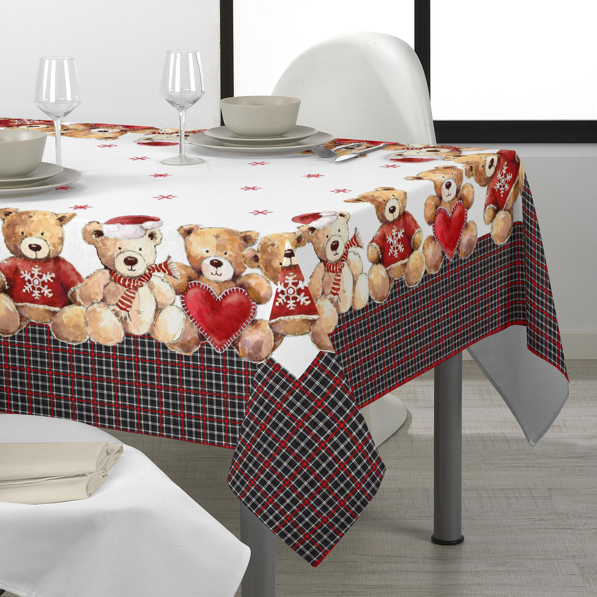 Christmas Tablecloth Teddy multicolor Maè