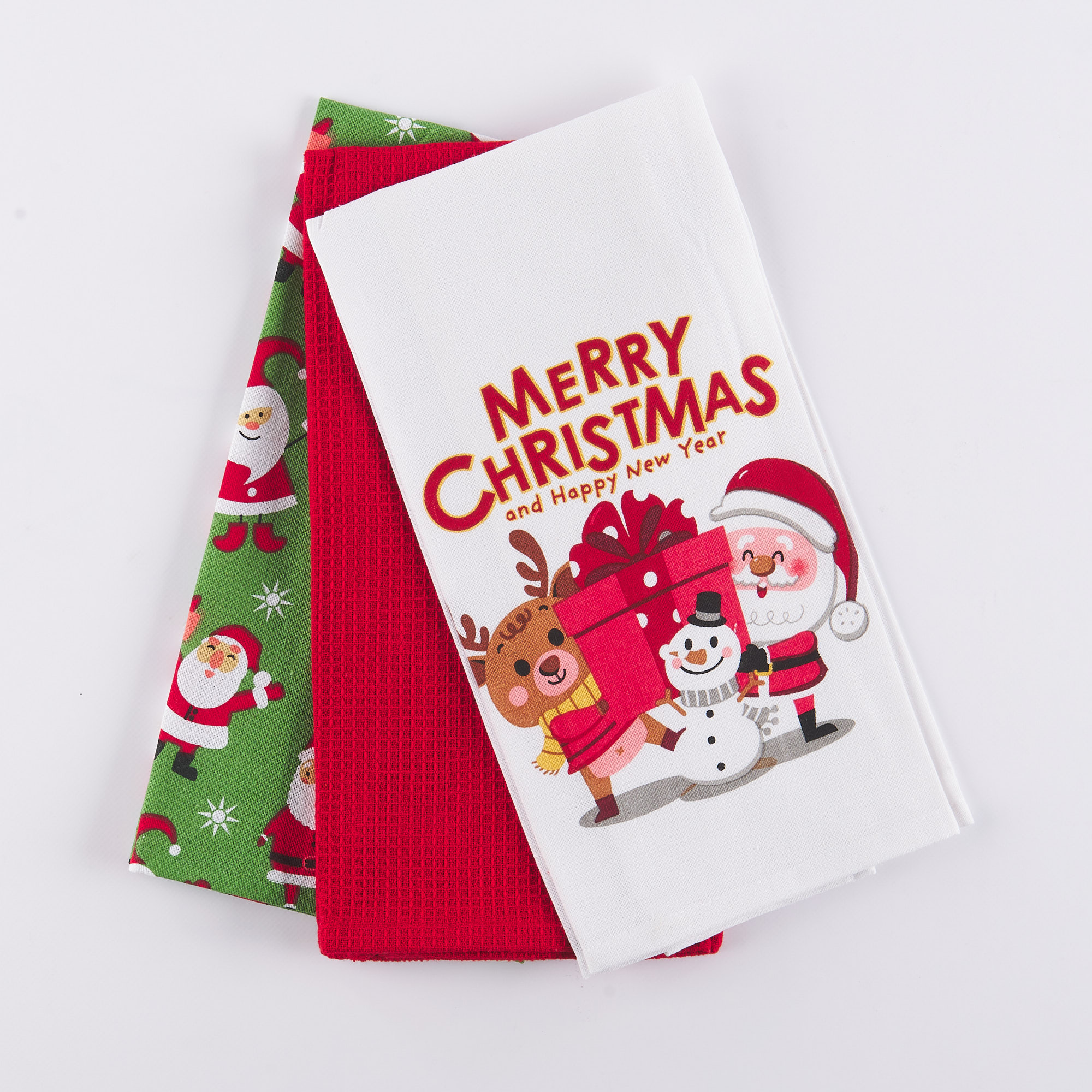 Xmas Time Santa Claus Parcel Three Tea Towels multicolor Maè