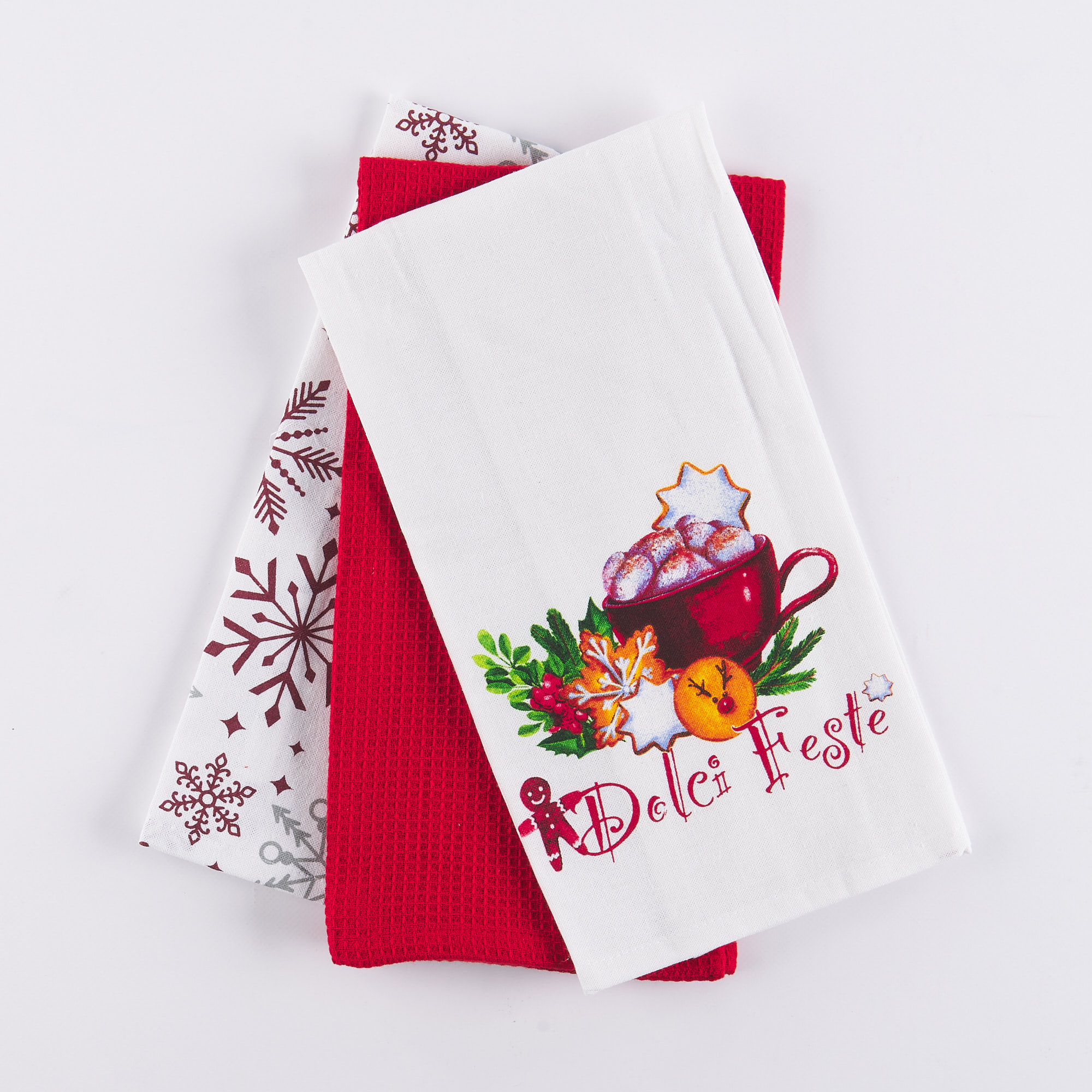 Trio Christmas Xmas Time Tea Towels Cup multicolor Maè