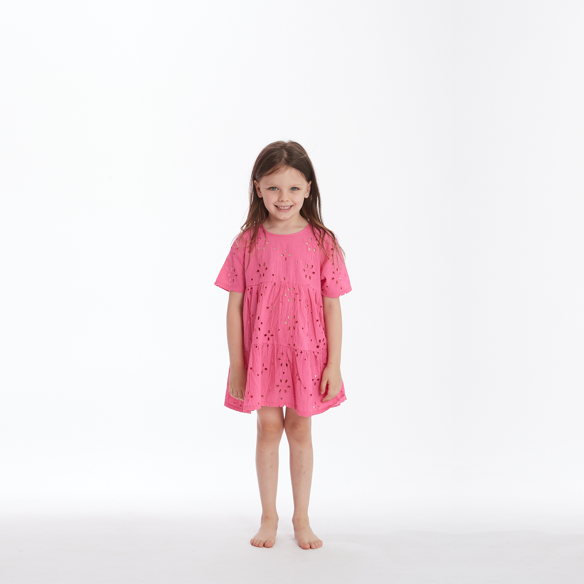 Dress Bimba Half Sleeves San Gallo fuchsia fuxia Happy People