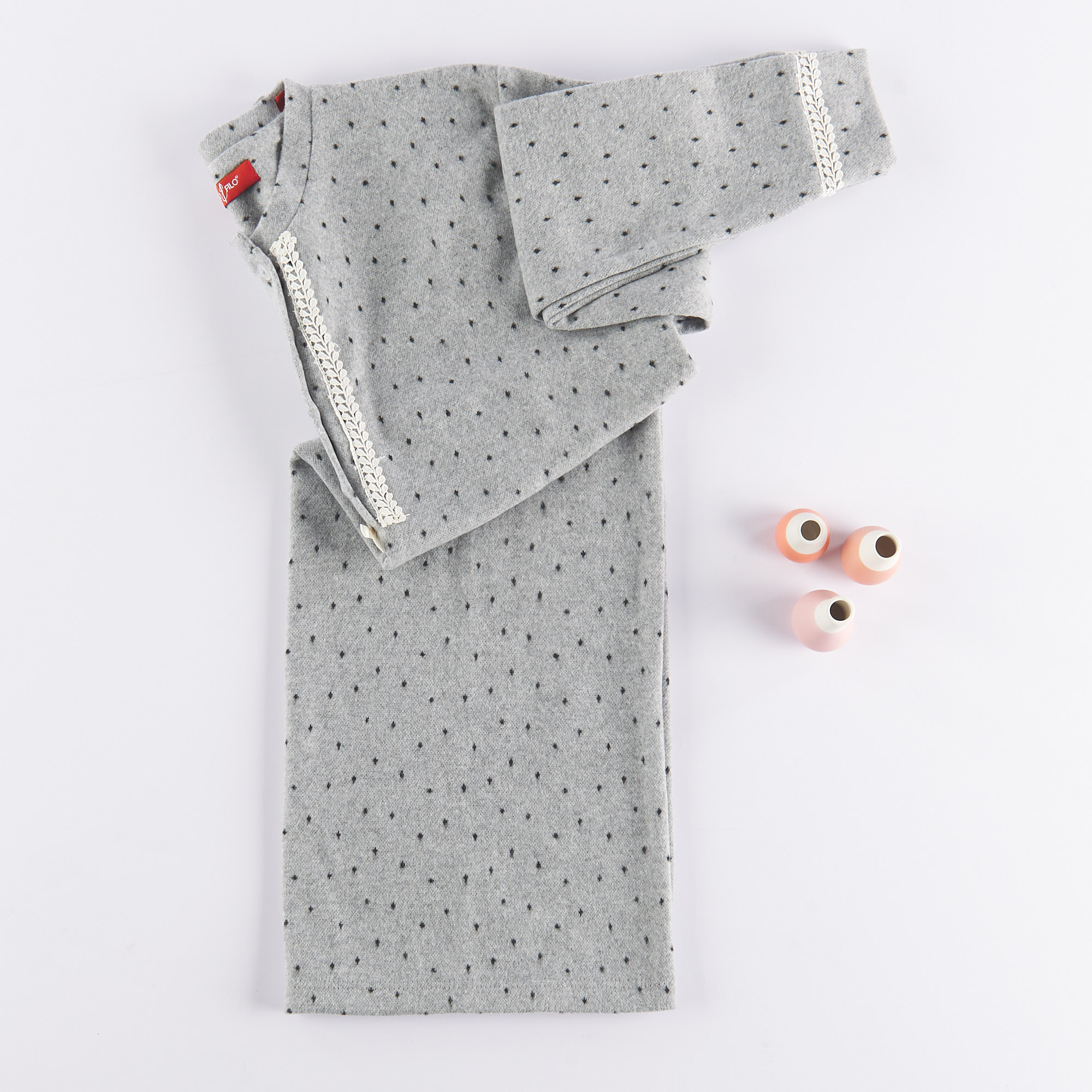 Nightshirt 4 Buttons with Lace grigio Ago e Filo