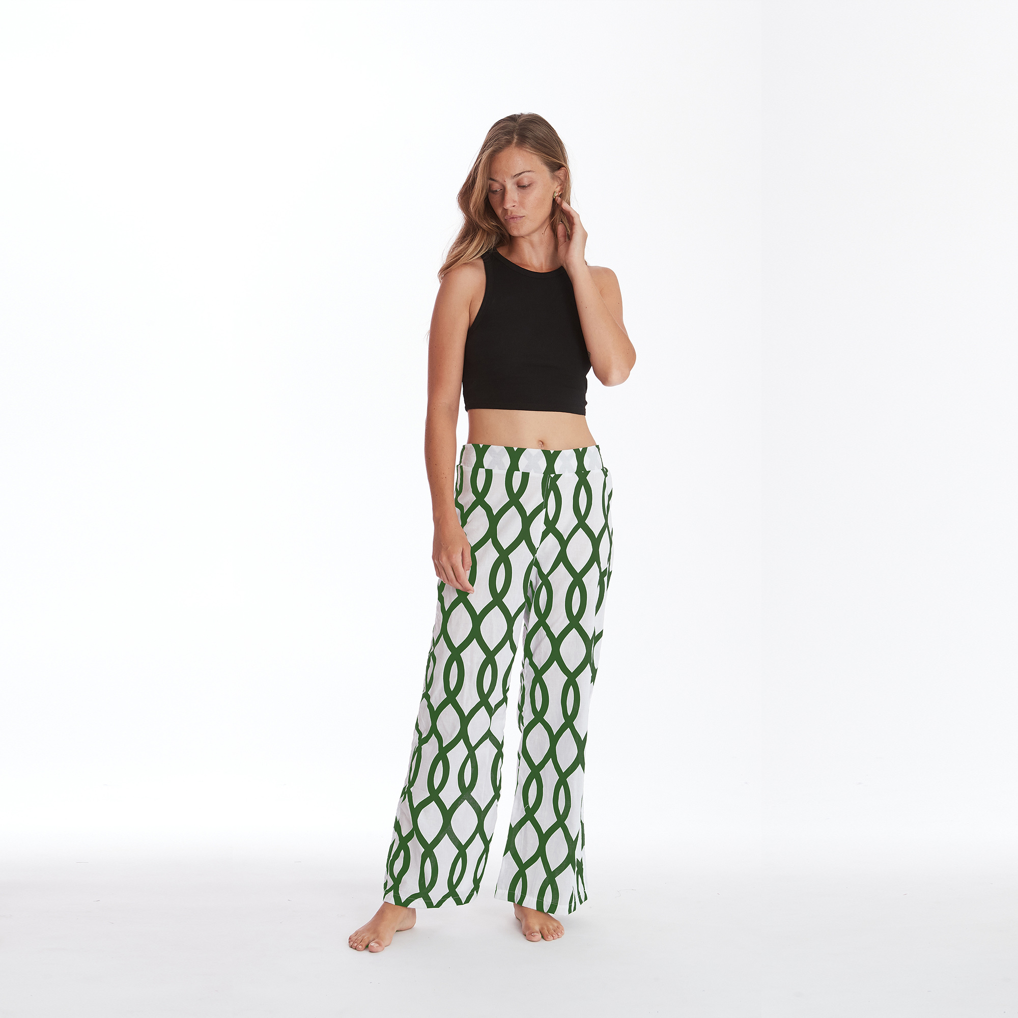 Green lozenge pants verde Happy People