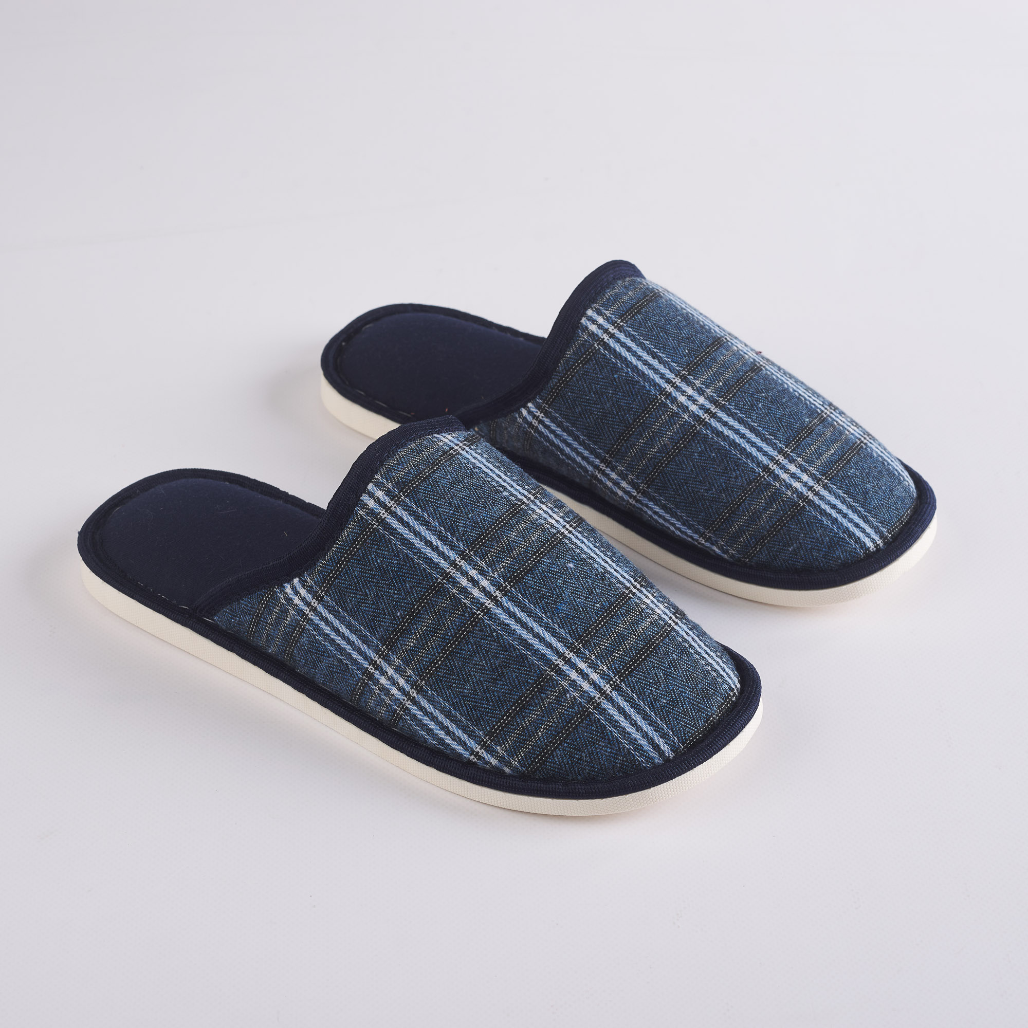 Pantofole Uomo King Scozzese blu Maè