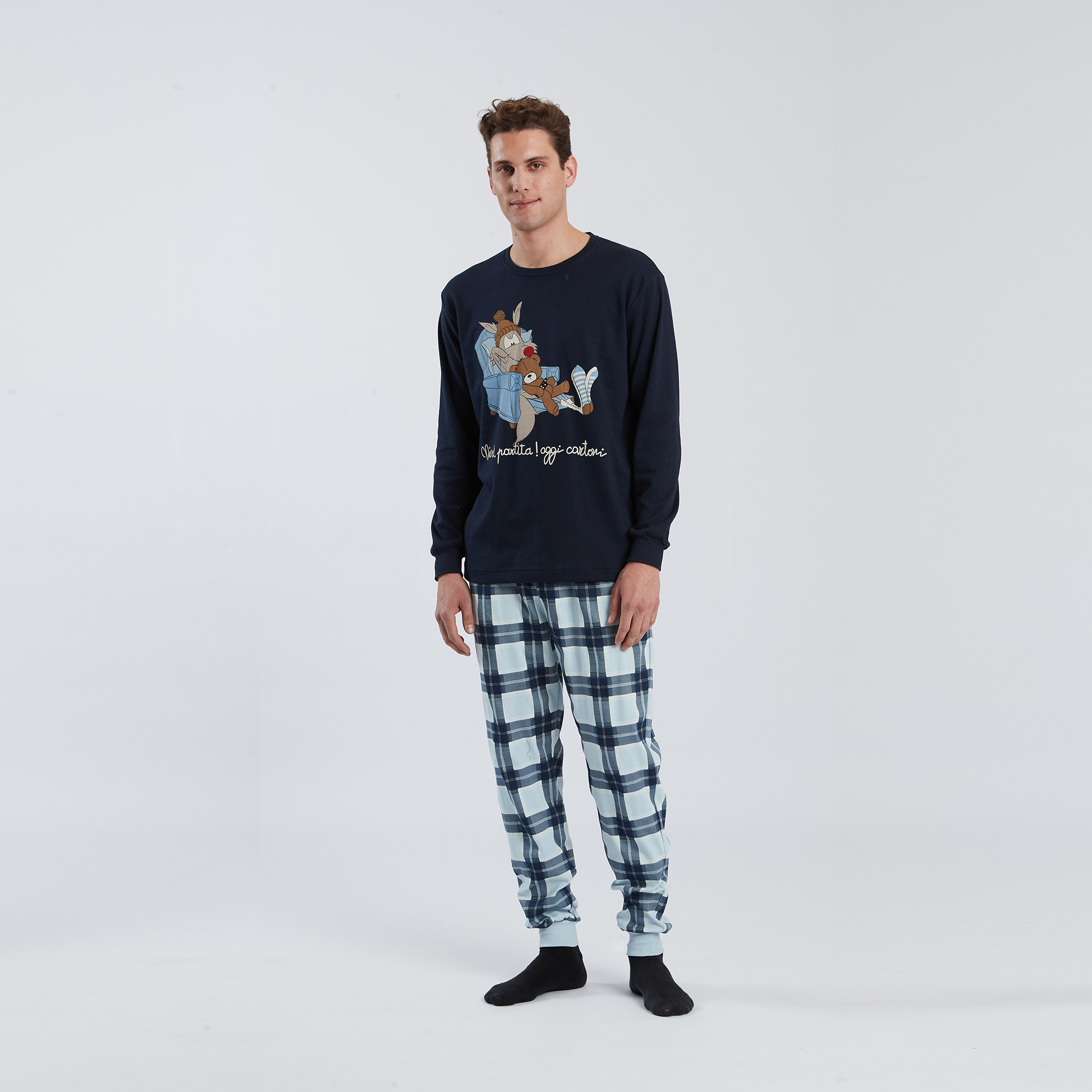 Me &amp; Teddy Men's Crew Neck Pajamas multicolor Happy People