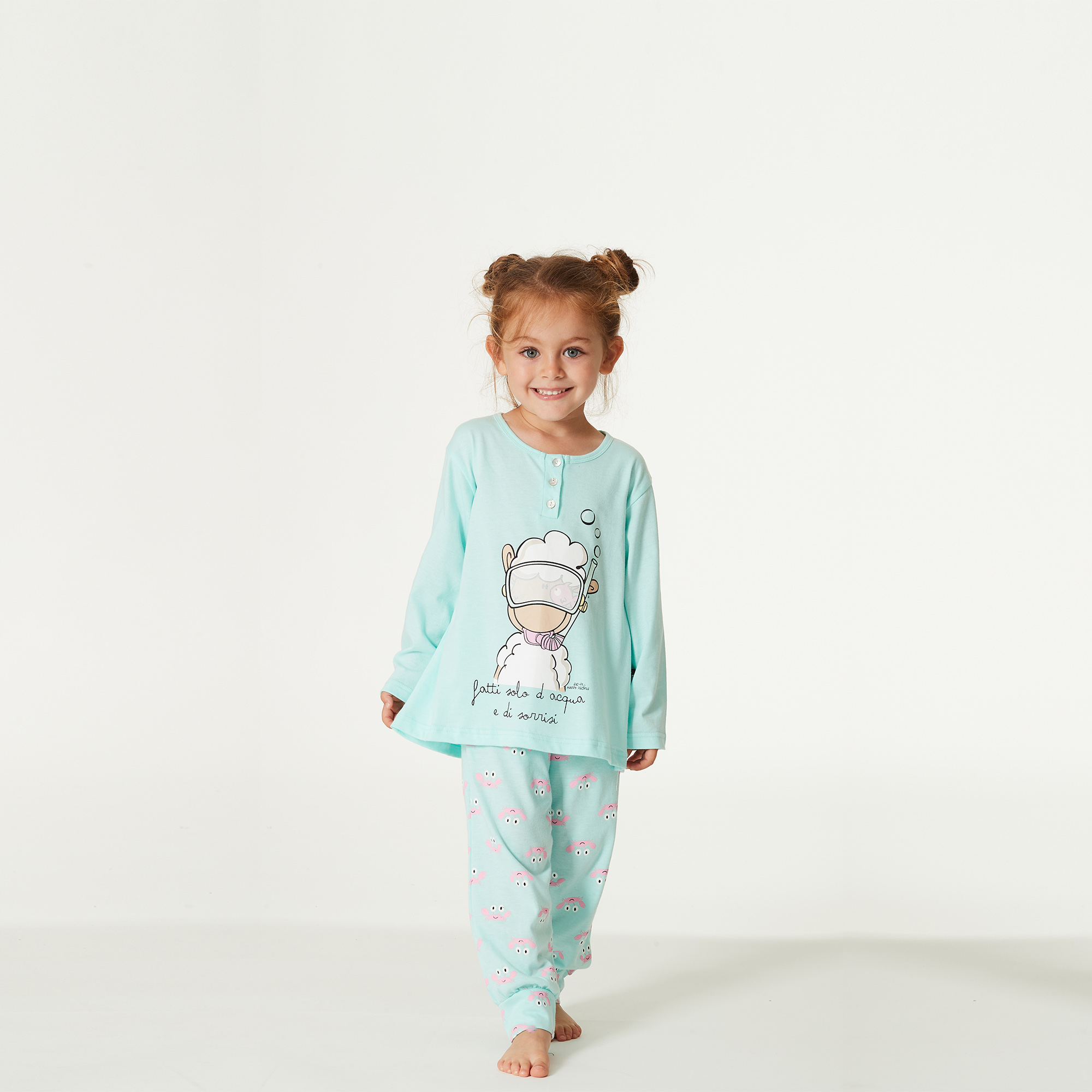 Pyjamas Ml Evening Girl - Krabbenwasser acqua Happy People