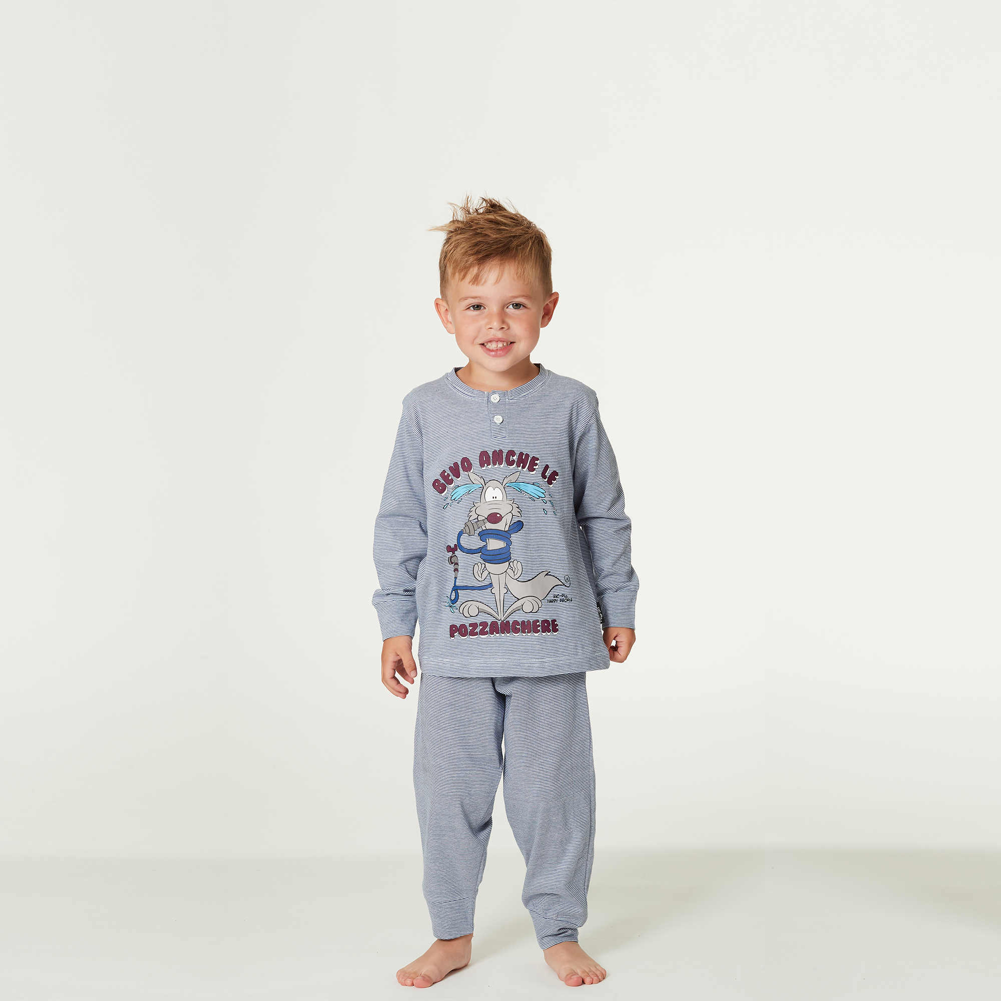 Pajamas Ml Evening Baby - Puddles row blu Happy People