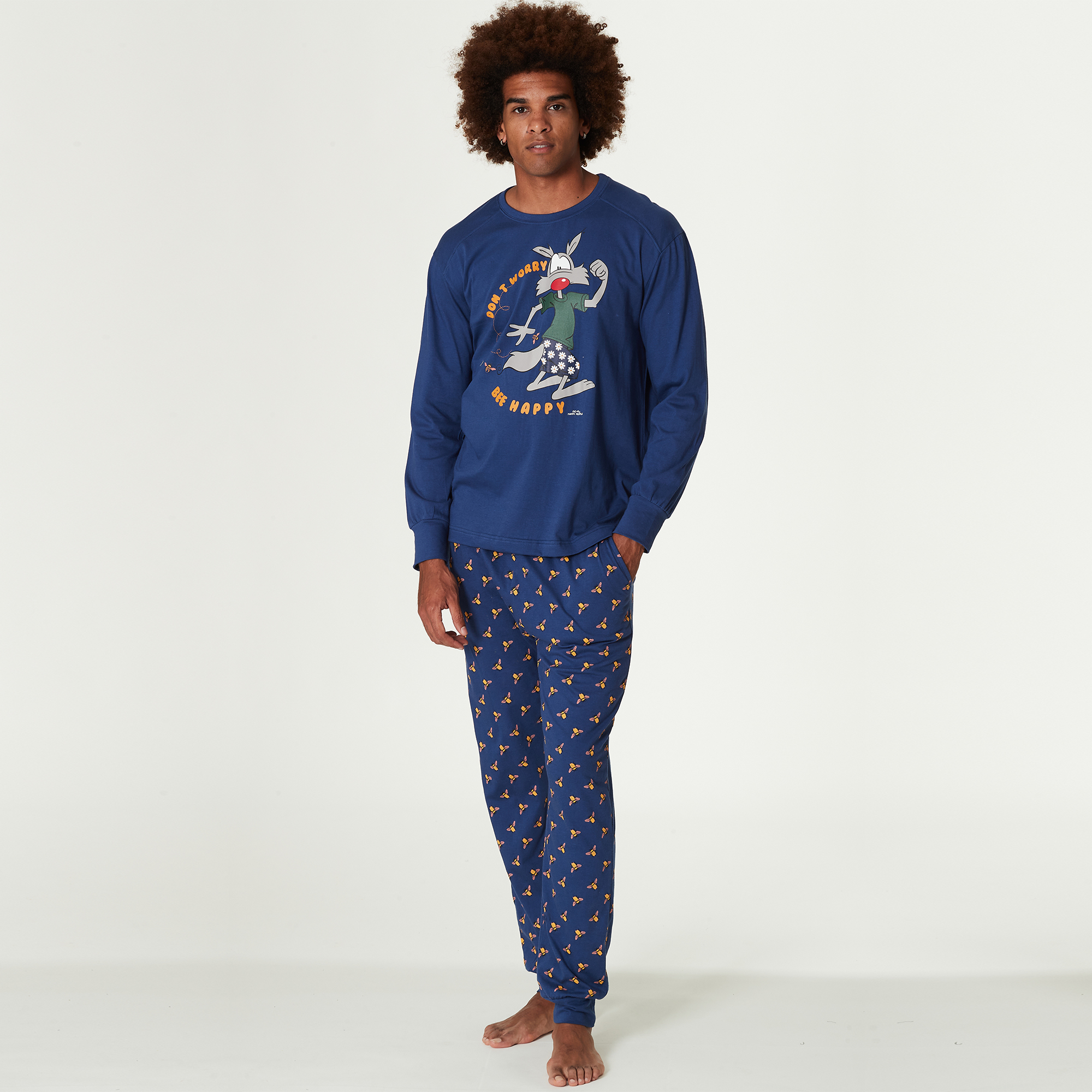 Men's Evening Pajamas Long Sleeve Bee multicolor Happy People