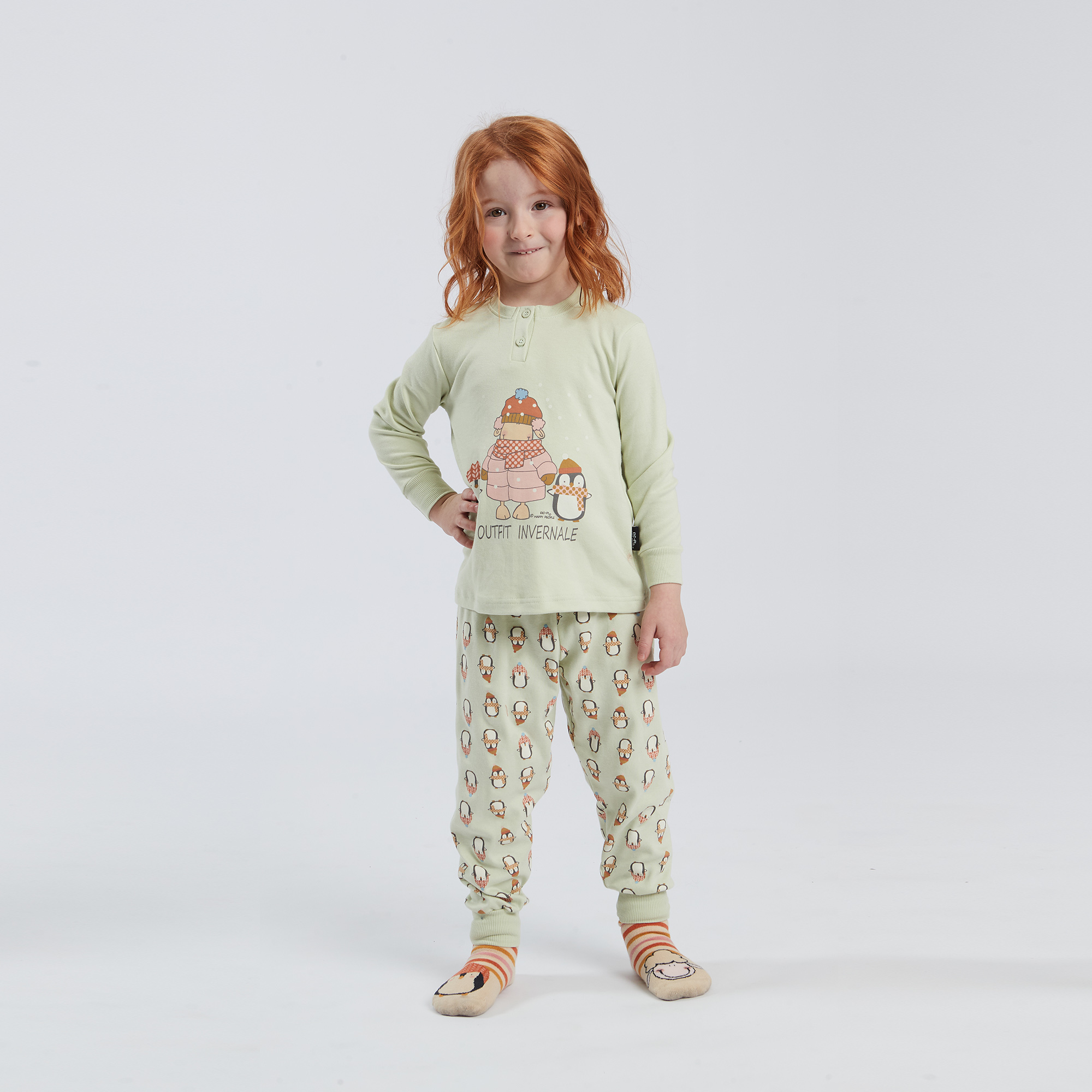 Pigiama Serafino Bimba Pinguini multicolor Happy People