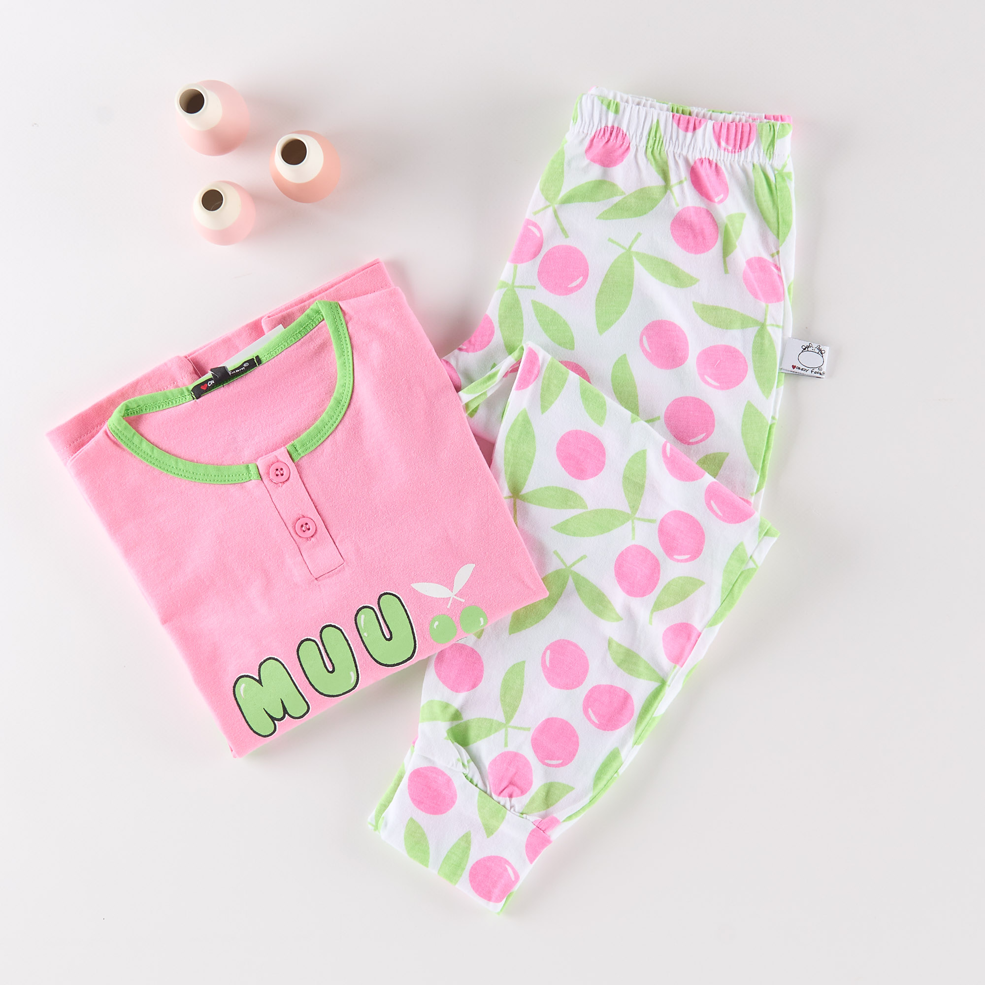 Cherries Pink Seraphim Pajamas rosa Crazy Farm