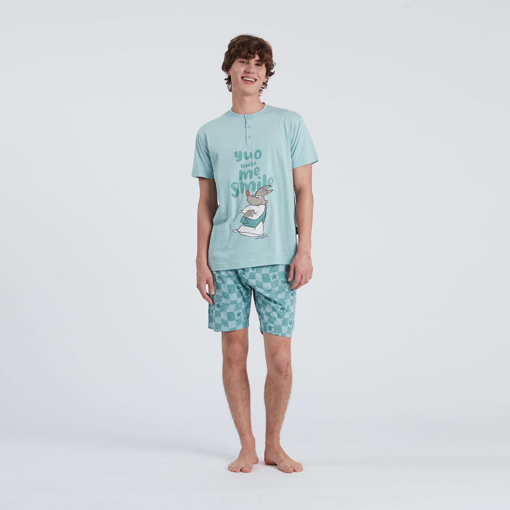 Serafino-Pyjamas für Männer mm bringen mich zum Lächeln multicolor Happy People