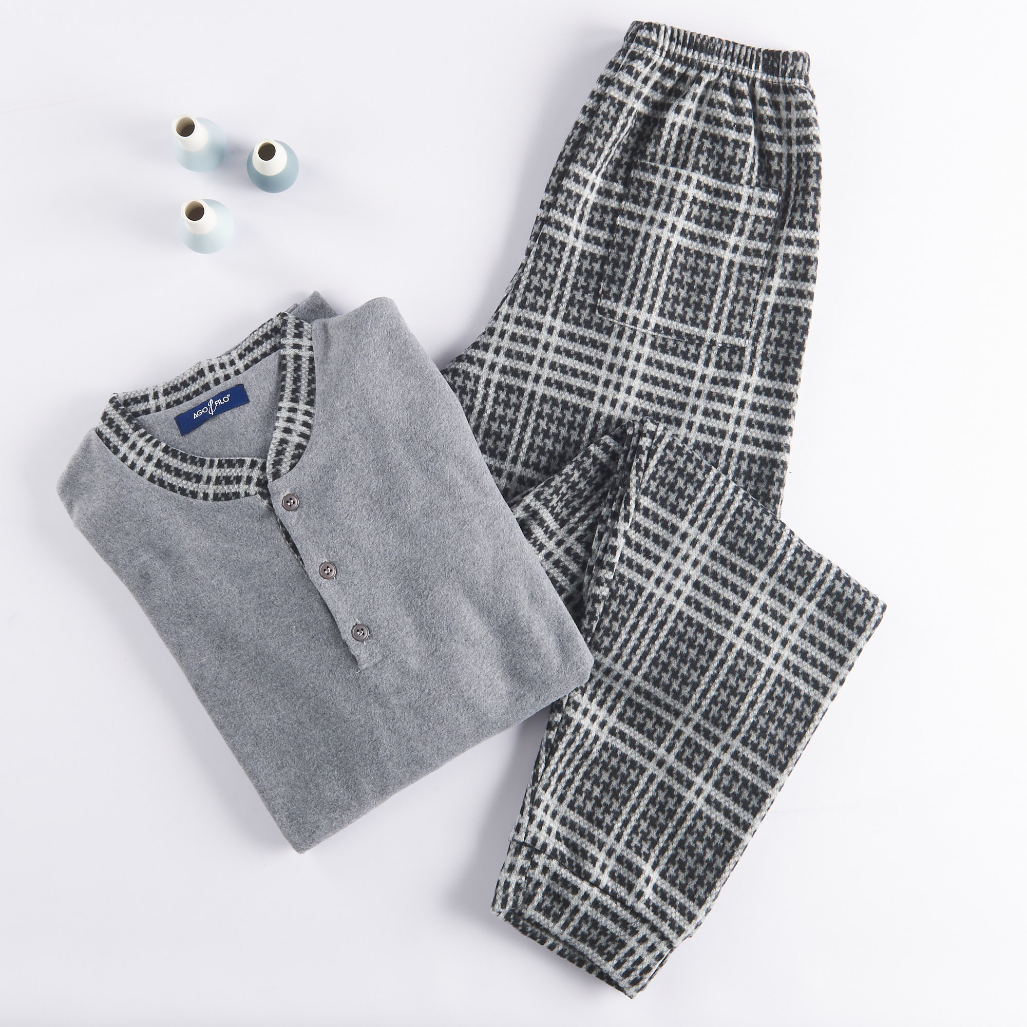 Men's three-button pajamas grigio Ago e Filo