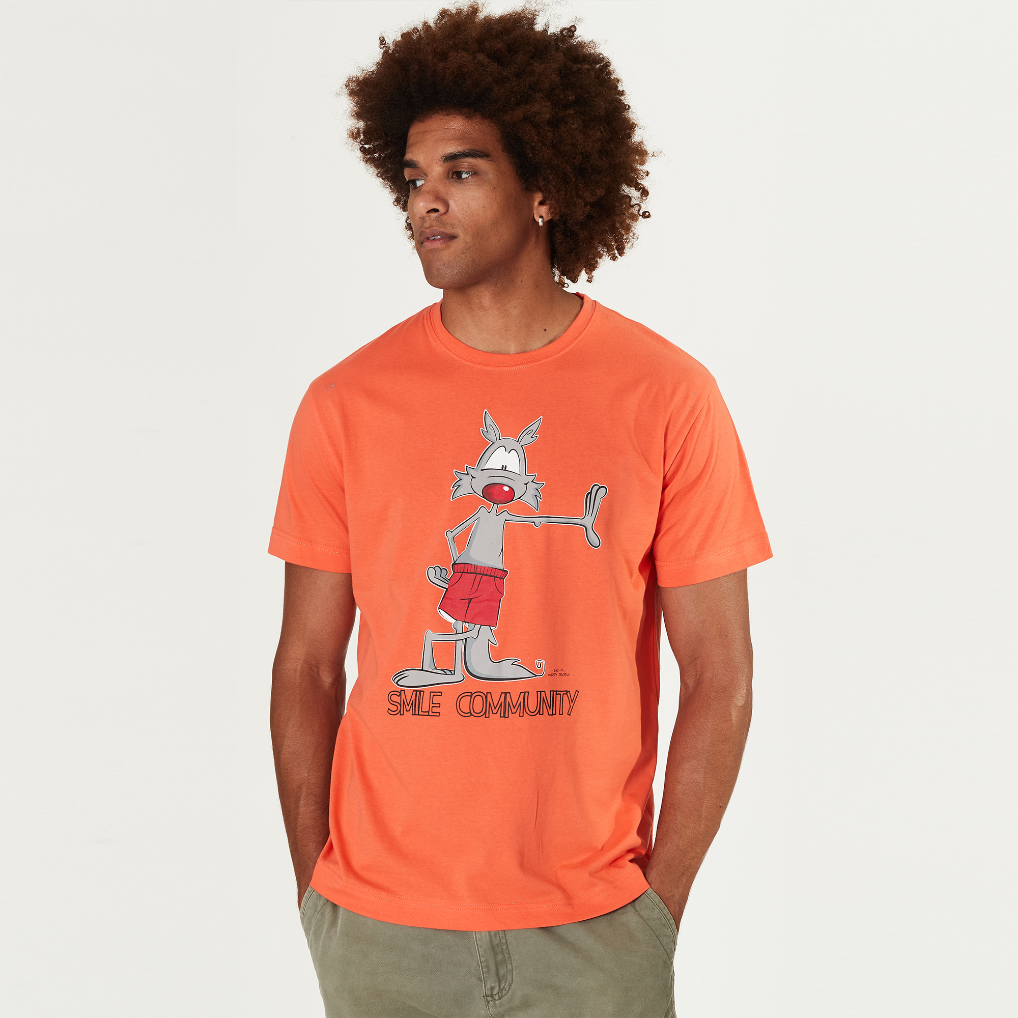 T-Shirt mm man orange arancio Happy People